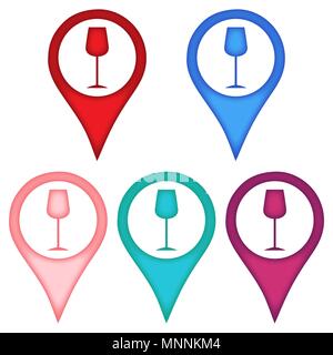 Glass in the technique of paper cut out. Logo for restaurants and bars. Stock Vector