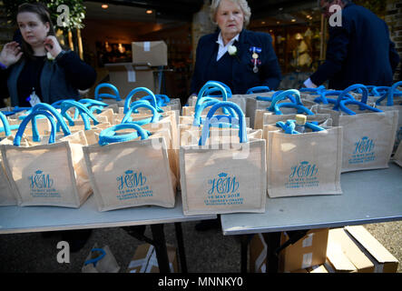 Gift bags for guests at the wedding of Prince Harry and Meghan Markle in Windsor. Stock Photo