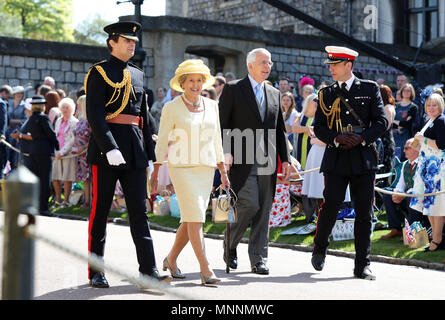 Sir John Major and Norma Major arrives at St George's Chapel at Windsor Castle for the wedding of Meghan Markle and Prince Harry. Stock Photo