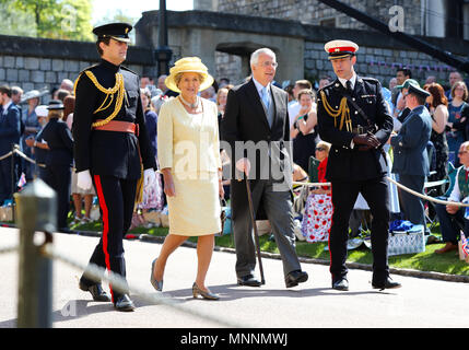 Sir John Major and Norma Major arrives at St George's Chapel at Windsor Castle for the wedding of Meghan Markle and Prince Harry. Stock Photo