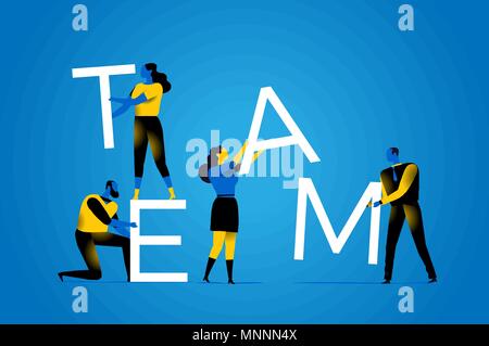 People work together on a great idea Stock Vector