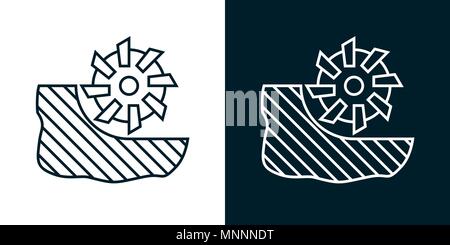 round metal cutter in cut. Sign for industrial companies. Set Stock Vector