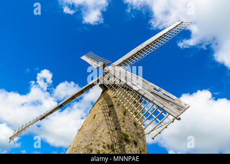 The Morgan Lewis Mill in Barbados - on tropical caribbean island - was the last working mill on the island and was believed to be built in 1727. Trave Stock Photo