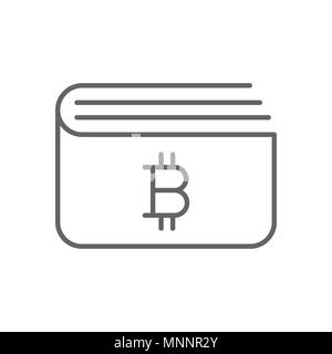 Simple Bitcoin Wallet Thin Line Vector Symbol Graphic Icon Design Template Stock Vector