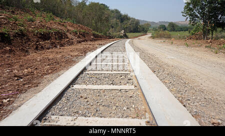 new bamboo train railway track in battambang in cambodia Stock Photo