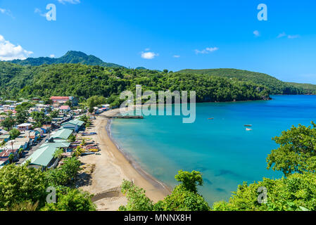 Anse la Raye - tropical beach on the Caribbean island of St. Lucia. It is a paradise destination with a white sand beach and turquoiuse sea. Stock Photo
