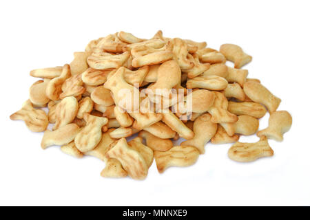 A handful of cookies crackers isolated on white background Stock Photo