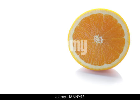 Sliced orange fruit isolated on white background Stock Photo