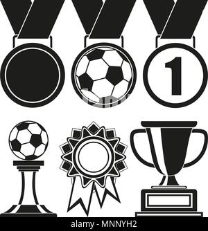 Black and white 6 elements award silhouette set. Stock Vector