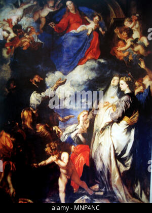 . Italiano: Madonna del Rosario con San Domenico e Santa Caterina da Siena, e i santi Vincenzo Ferreri, Oliva, Ninfa, Agata, Cristina e Rosalia: olio su tela di Antoon van Dyck. Palermo, Oratorio del Rosario di San Domenico. between 1623 and 1624.   Anthony van Dyck  (1599–1641)      Alternative names Anthony van Dyck, Anthonie van Dyck, Anton van Dijck, Antonis van Deik, Antoon van Dijk, Anthonis van Dyck, Antoine van Dyck  Description Flemish painter, draughtsman and printmaker  Date of birth/death 22 March 1599 9 December 1641  Location of birth/death Antwerp Blackfriars, London  Work locat Stock Photo