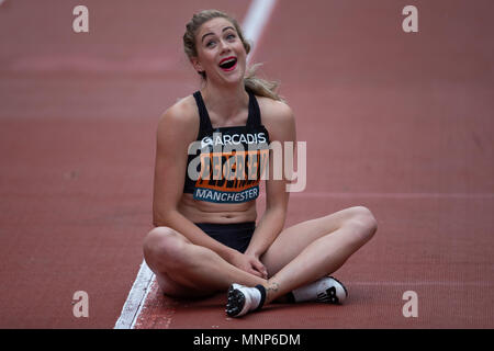 Deansgate, Manchester, UK. 18th May, 2018. The Arcadis Great CityGames, Manchester; A smiling Isabelle Pedersen Credit: Action Plus Sports/Alamy Live News Stock Photo