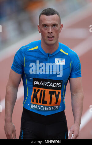 Deansgate, Manchester, UK. 18th May, 2018. The Arcadis Great CityGames, Manchester; Richard Kilty after the mens 150m Credit: Action Plus Sports/Alamy Live News Stock Photo