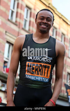 Manchester, UK. 18th May, 2018. Aries Merritt at the Arcadis Great City Games, Manchester,18th May, 2018 (C)Barbara Cook/Alamy Live News Stock Photo