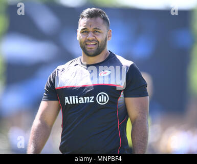 Allianz Park, London, UK. 19th May, 2018. Aviva Premiership rugby, semi final, Saracens versus Wasps; Billy Vunipola of Saracens warms up Credit: Action Plus Sports/Alamy Live News Stock Photo