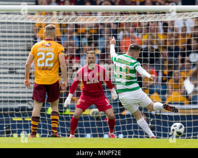 Hampden Park, Glasgow, UK. 19th May, 2018. Scottish Cup football final, Celtic versus Motherwell; Callum McGregor of Celtic scores the opening goal in minute 11 Credit: Action Plus Sports/Alamy Live News Stock Photo