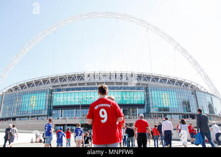 London, UK. 19th May 2018. Man with Ibrahimovic Shirt at Wembley Stadium Credit: Alex Cavendish/Alamy Live News Stock Photo