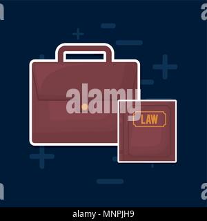 business portfolio and law book over blue background, colorful design. vector illustration Stock Vector