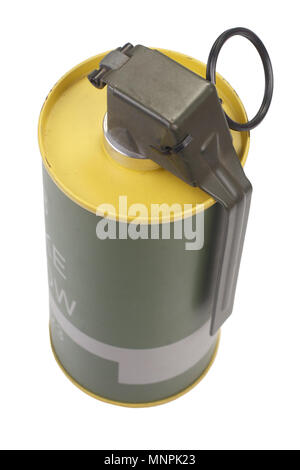 M18 Yellow Smoke Grenade isolated Stock Photo