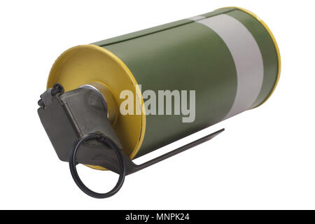 M18 Yellow Smoke Grenade isolated Stock Photo