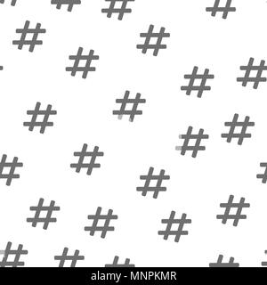 Hashtag symbol seamless pattern, isolated on white background. Vector illustration, easy to edit. Stock Vector