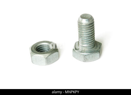 Bolt and nut isolated on a white background Stock Photo