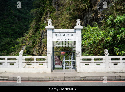 Shakadang trail entrace gate in taroko gorge national park in Hualien Taiwan Stock Photo
