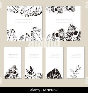 Vector template label with hand draw wild flowers and herbs. Stock Vector