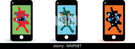 color icon phone virus Stock Vector