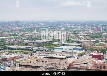 Aerial view of Little Italy neighborhood and the University of Illinois at Chicago Stock Photo