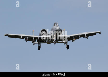 Fairchild A-10C Thunderbolt II from the 81st Fighter Squadron at Spangdahlem landing at RAF Lakenheath during a detached training exercise. Stock Photo