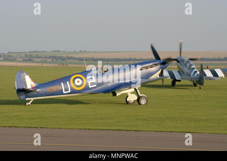 The Historic Aircraft Collections Spitfire MkV in the colours of a Malta based aircraft prior to the Merlins of Malta flight to the Islands in 2005. Stock Photo
