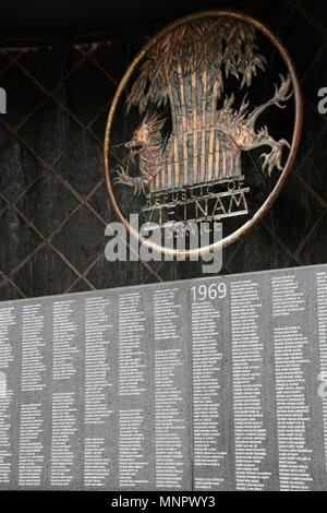 Chicago's Vietnam Memorial Plaza lists the names of residents who were killed during the war and is located downtown on the Chicago Riverwalk Stock Photo