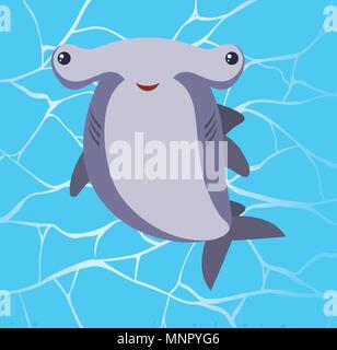 Hammer Shark on Water Background illustration Stock Vector
