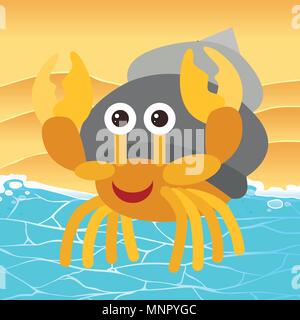 Hermit Crab at the Beach illustration Stock Vector
