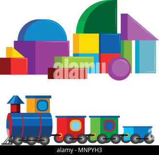 Colourful Children Toys on White Background illustration Stock Vector