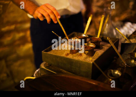 Coffee making on the sand. Alternative coffee brewing method Stock Photo