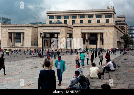 The rebuilt Palace of Justice in Bolivar Square, Plaza Bolivar, Bogota, Colombia Stock Photo