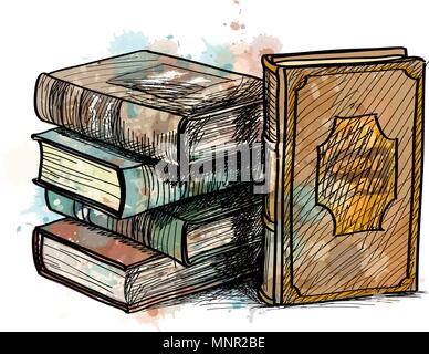 Stack of multi colored books Stock Vector