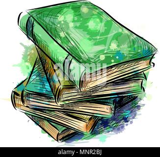 Stack of multi colored books Stock Vector