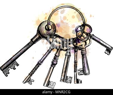 A bunch of old key Stock Vector
