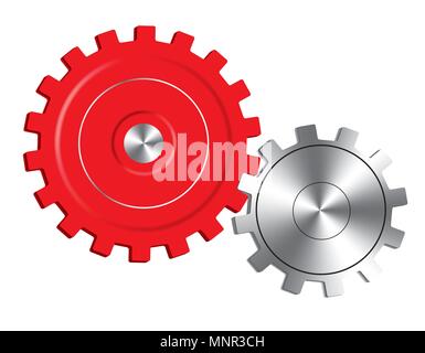 Vector drawn gears, using mesh gradients. Stock Vector