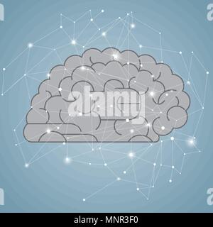 Big creative design concept, vector drawn brain graphics. Stock Vector
