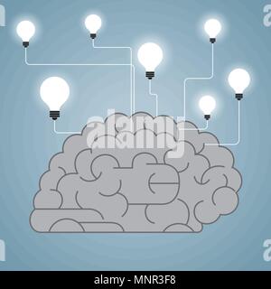 Big creative design concept, brain and light bulb combination. Stock Vector