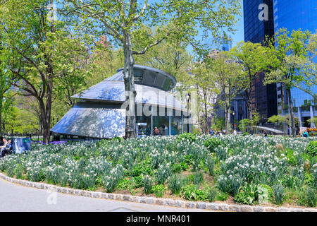 New York, USA - May 9, 2018 : SeaGlass Carousel at The Battery Park in Lower Manhattan Stock Photo