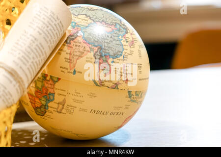 Globe world map, explore destination travel concept Stock Photo