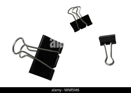 Office pegs closeup isolated on white background. Stock Photo