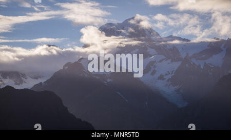 Mount Cook in New Zealand as seen from near Lake Matheson Stock Photo
