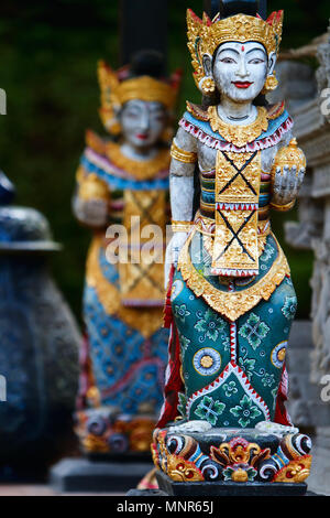 Mid 20th C Art Deco Balinese Indonesia Wood Carved Women