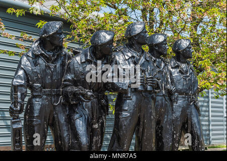 Tank crew memorial statues at Bovington Camp Tank Museum Stock Photo