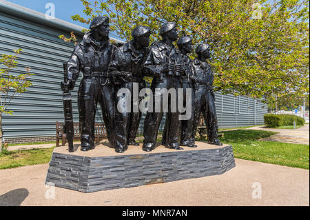 Tank crew memorial statues at Bovington Camp Tank Museum Stock Photo